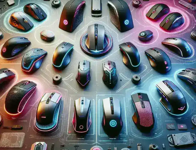**Alt Text:** "Person selecting a wireless mouse in a tech store, showcasing various models and features for the Ultimate Wireless Mouse Buying Guide in 2024."
