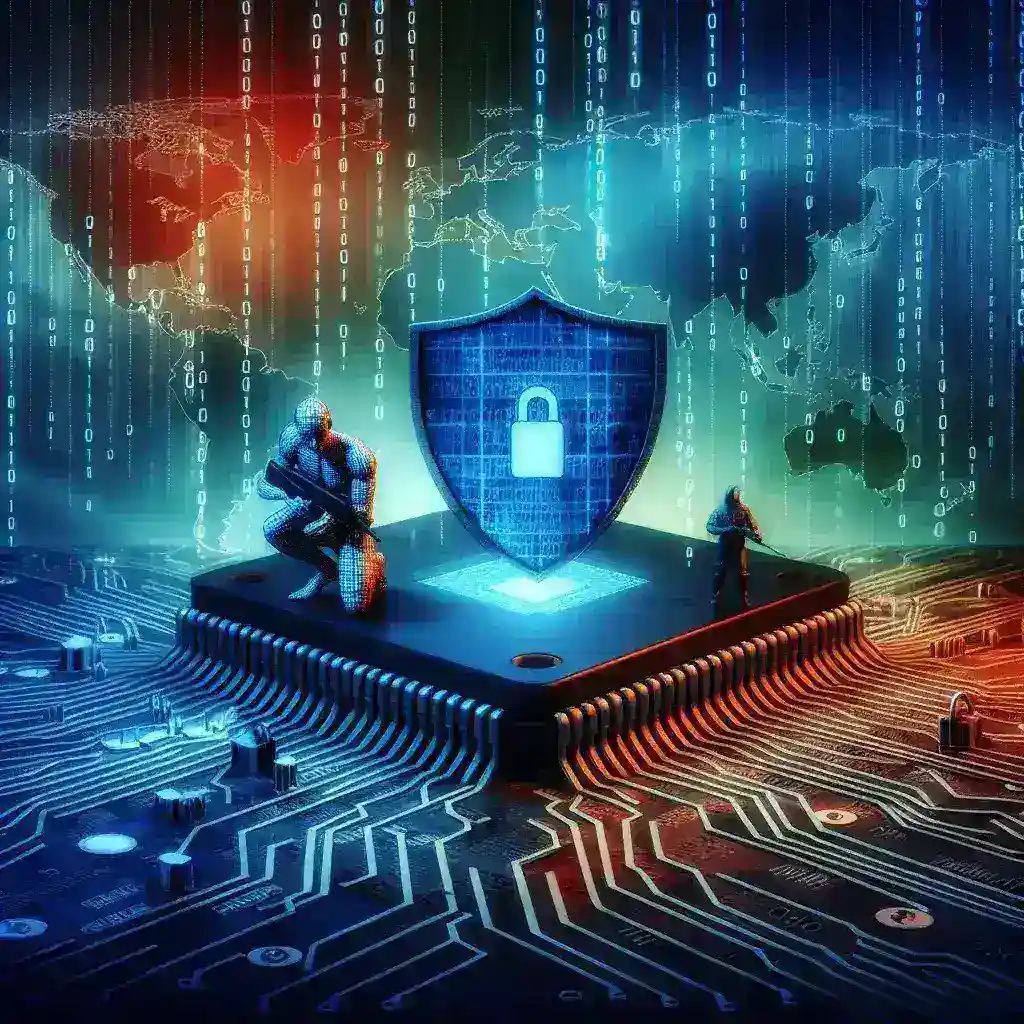 "Image of Nvidia's H20 AI chips, highlighting the company's response to Chinese security allegations. The chips are displayed in a high-tech environment, symbolizing advancements in AI technology and the geopolitical tensions surrounding it."